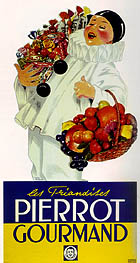 Pierrot Gourmand, carton publicitaire dcoup, d'aprs Ren Vincent